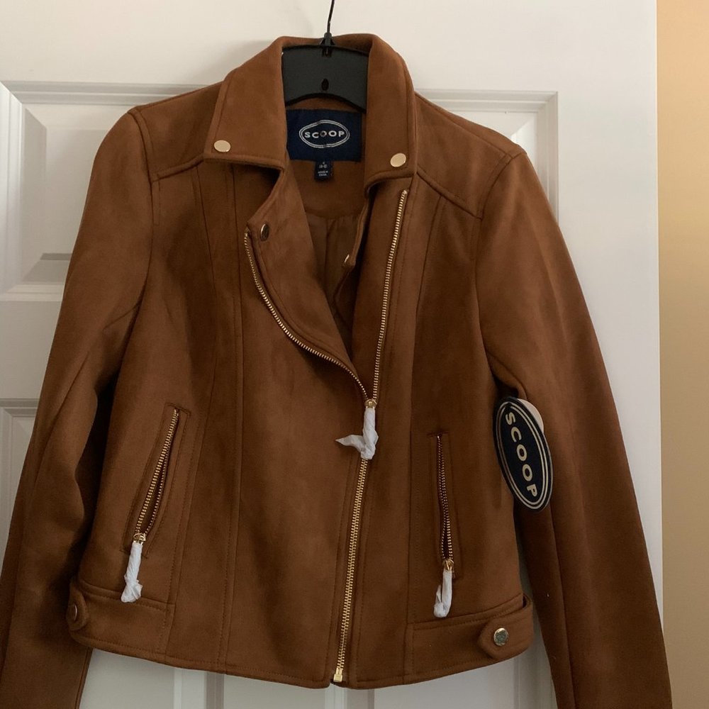 Brown suede Scoop Moto jacket size small